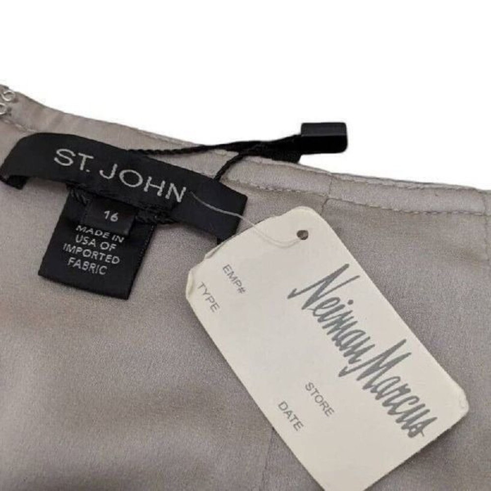 St‎ John Skirt Size 16 Light Grey Pencil Skirt Knee Length Zipper Made in USA - Picture 2 of 9